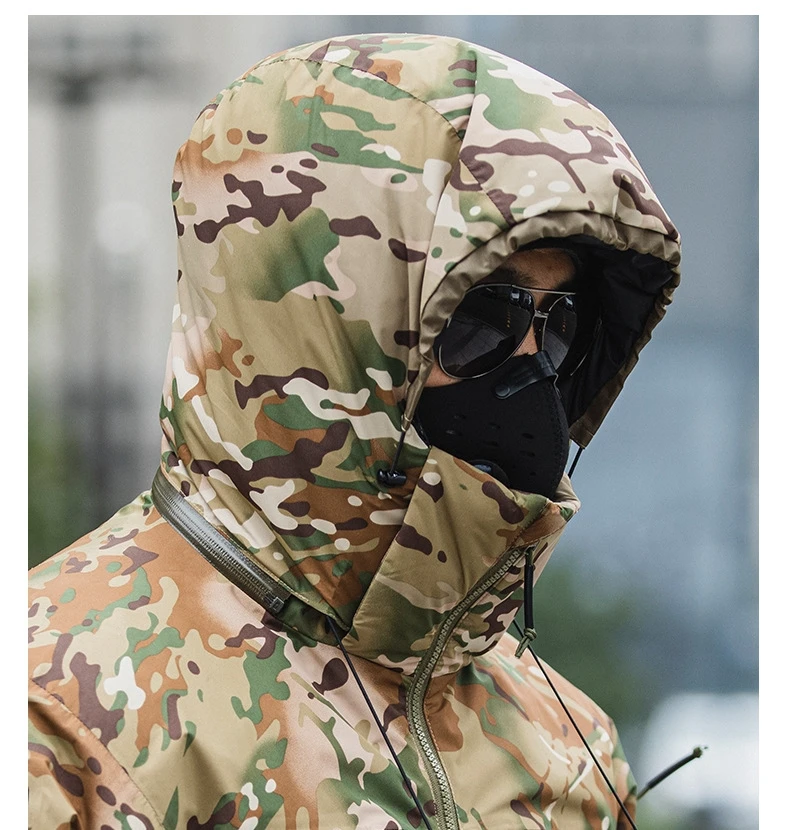 Military Tactical Down Jacket Men Winter Warm Windproof Waterproof Windbreaker Coat Outdoor Mountain Hiking Down Cotton Jacket