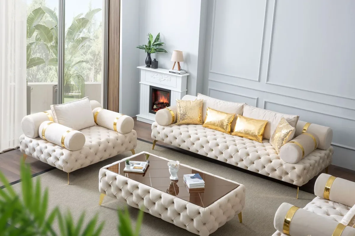 

S Light Luxury Fabric Sofa Set Furniture Velvet 1- 3 Seat Honeycomb Stainless Steel Living Room Sofas for Home Hotel