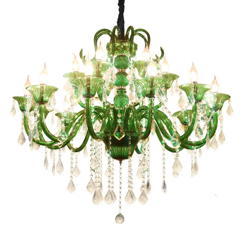 BROTHER European Crystal Pendent Lamp Green Candle Lamp Luxury Art Living Room Restaurant BedroomVilla Hotel KTV Chandelier image 6