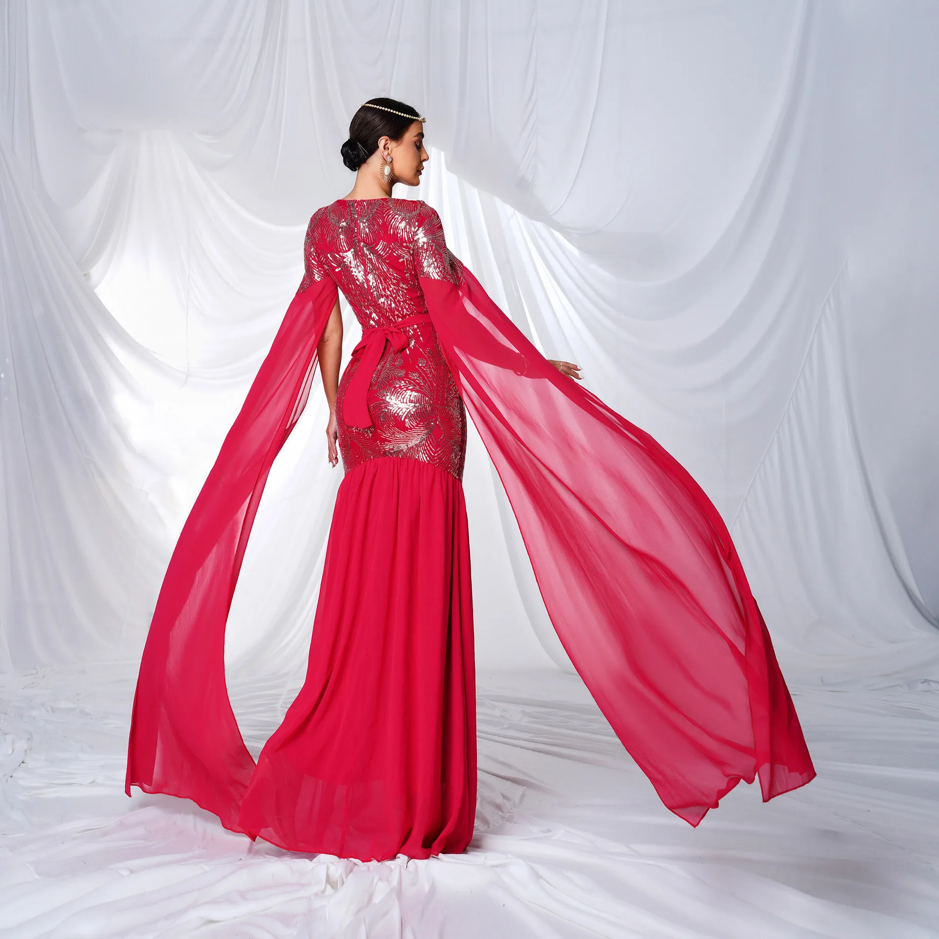 High Waist Fi Tail Evening Dr Damen Faion Commute Sle Gestricktes Polyesterkleid für Bankett, Geburtstag, Hochzeit