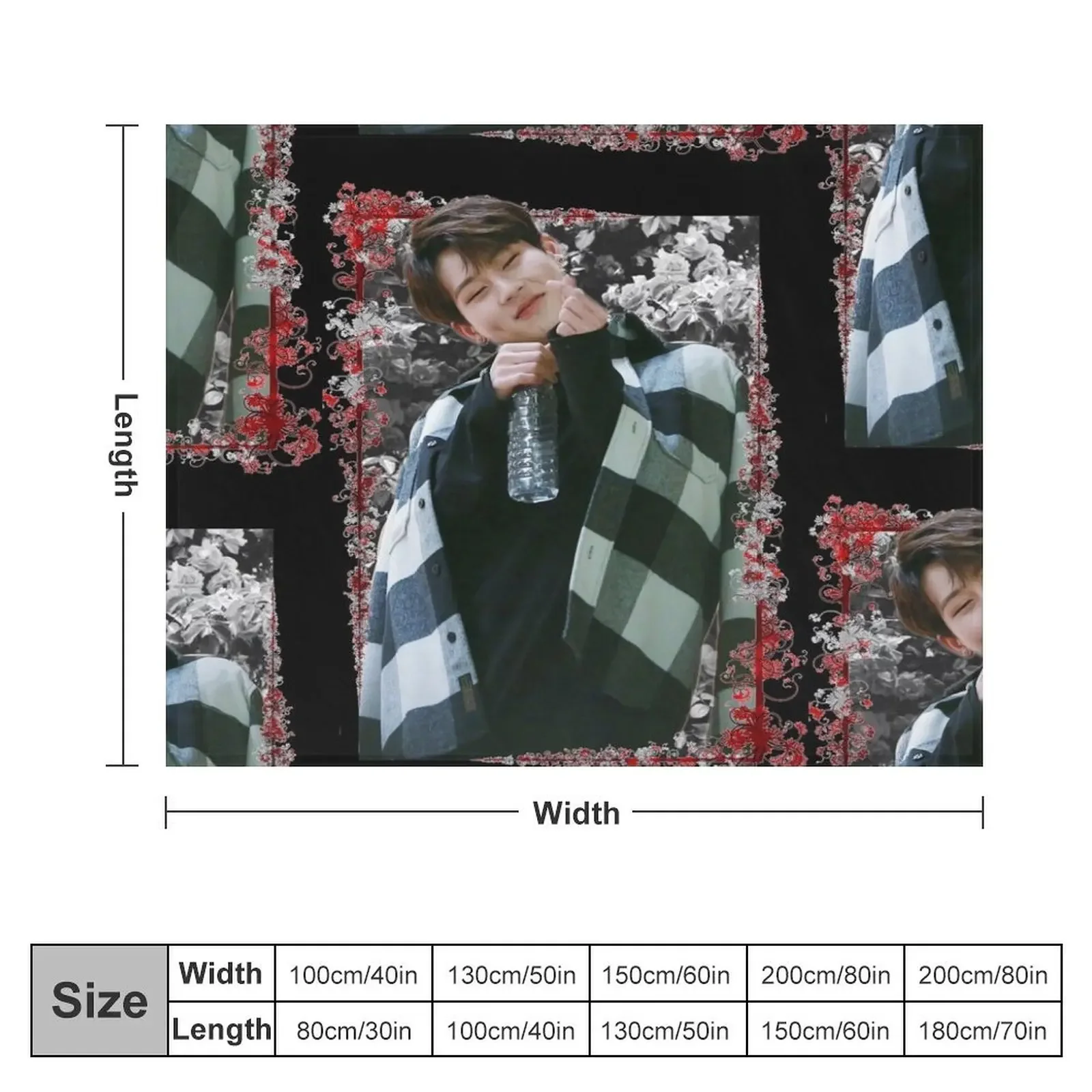 Lee Jooheon MONSTA X Jooheon Korean Kpop Floral Design Throw Blanket wednesday Heavy Decorative Throw warm winter Blankets