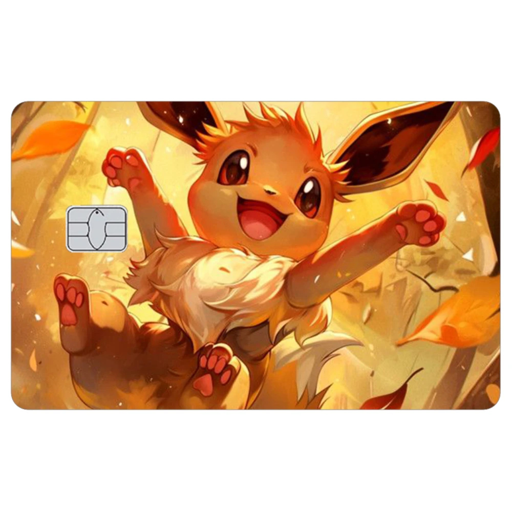 Kawaii 만화 Eevee 시리즈 신용 카드 스킨 스티커 VISA 은행 카드에 적합한 무광택 보호 코팅 여성 장식