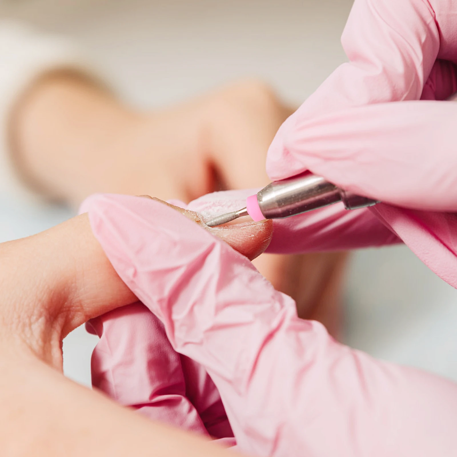 10 szt. Osłonki ochronne na pył paznokci z silikonu, nakładki na frezy do narzędzi, głowice szlifierskie, akcesoria do manicure, różowe, wielokrotnego użytku