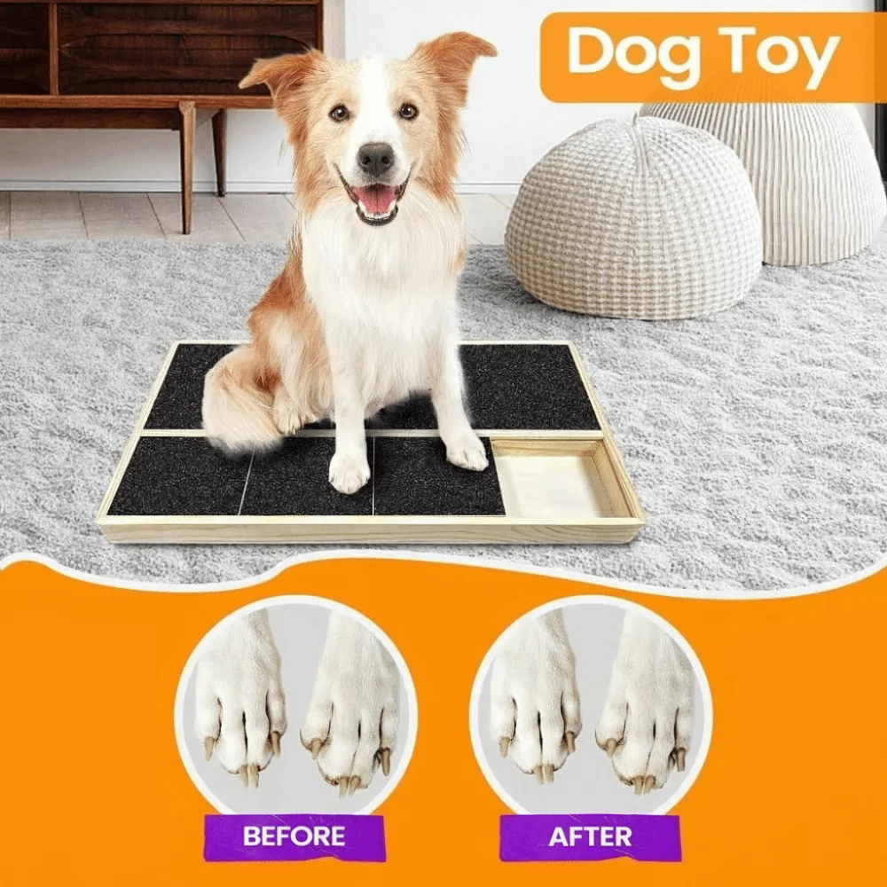 

Portable Wooden Dog Scratch Board Built-in Treat Box Movable Drawer Snack Box Wear-resistant Pet Nail Polisher Claw Maintenance