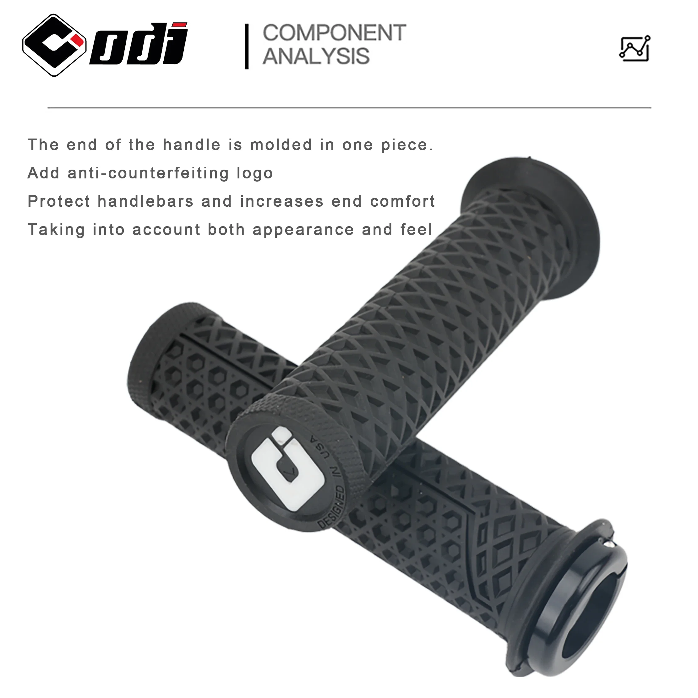 ODI VS-21 Lock-On Bicycle Handlebar Grips Anti-Slip Silicone Cover with Waffle Pattern for Shock Absorption on Mountain Bikes image 5