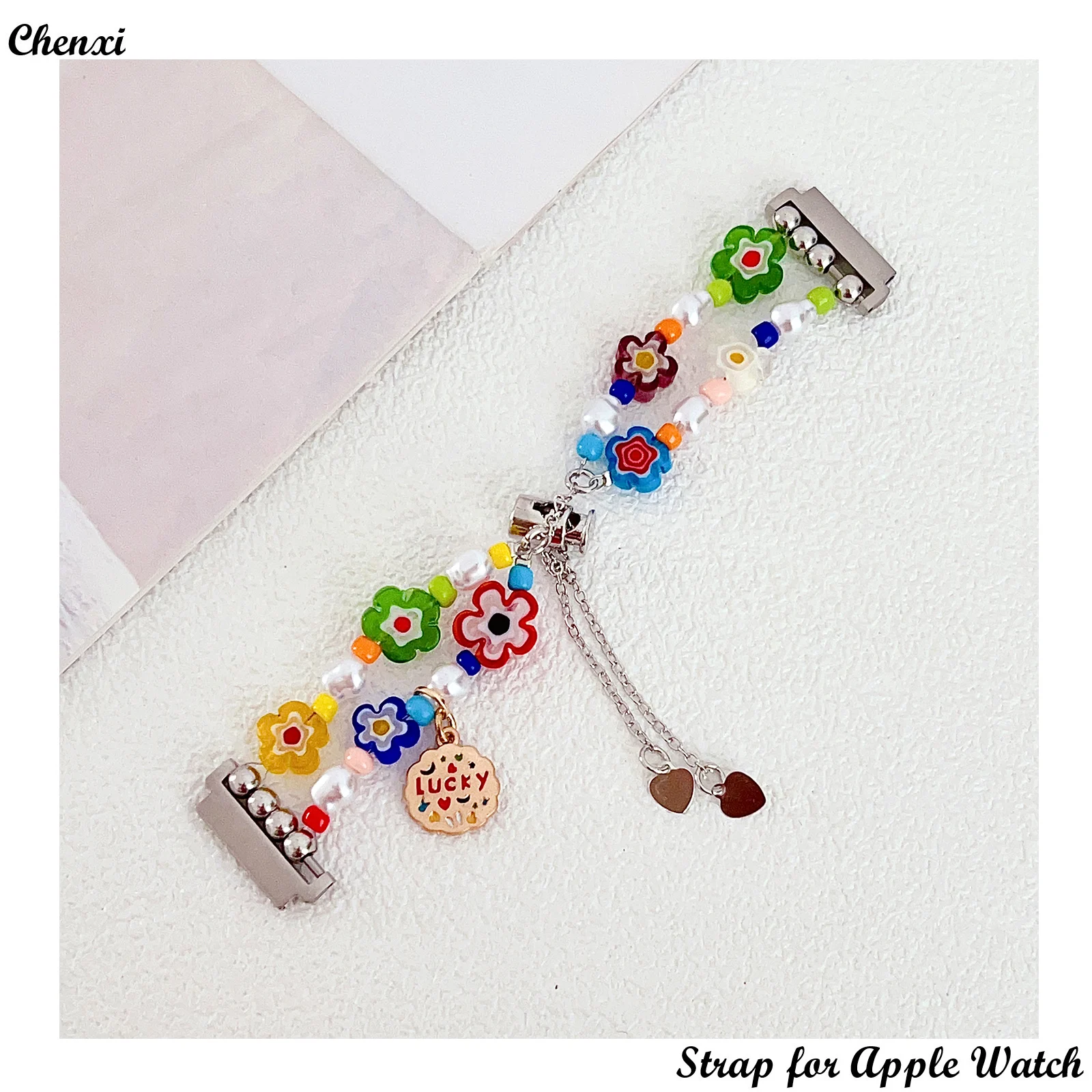 Dopamine strap for Samsung watch band sweet bracelet chain for 20mm 22mm women lucky strap lady colorful versa1 2 flower band