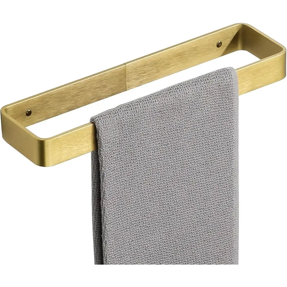 

12 Inch Heavy Duty Square Adhesive Hand Towel Rack for Bathroom Wall in Brushed Gold Finish