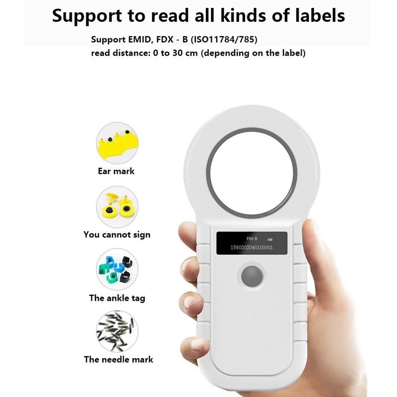 Animal Tag Reader Pet Chip Reader Animal Chip Reader USB 134.2K Dual Frequency White