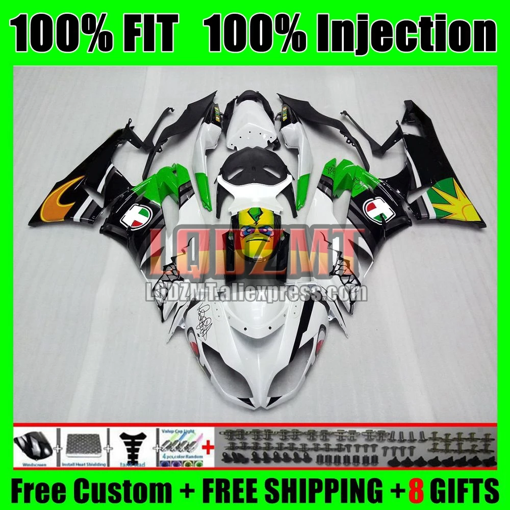 Injection For KAWASAKI NINJA ZX636 ZX600 ZX6R 09 10 2011 2012 48No.19 ZX 6R 6 R 636 ZX-6R 2009 2010 11 12 Shark green Fairings