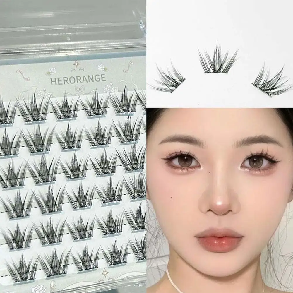 Self Adhesive Segmented False Eyelashes Glue Free Reusable 30 Times Natural Manga Lashes 3 Sections DIY Eyelash Extension Kit