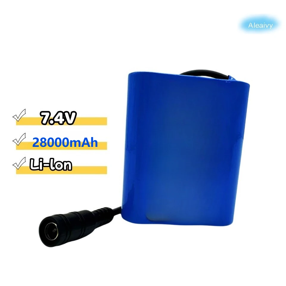 Долговечная литиевая батарея 2s3p 8,4 В 28000 мАч с защитой BMS, замена велосипедного фонаря 7,4 В 8,4 В, прожектор для рыбалки,