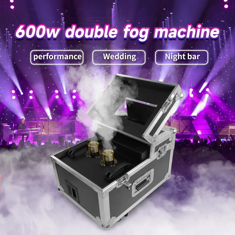 

600W Double Hole Smoke Machine Stage Lighting Double Fog Machine With Flight Case Wedding Performance DJ Disco Smoke Machine