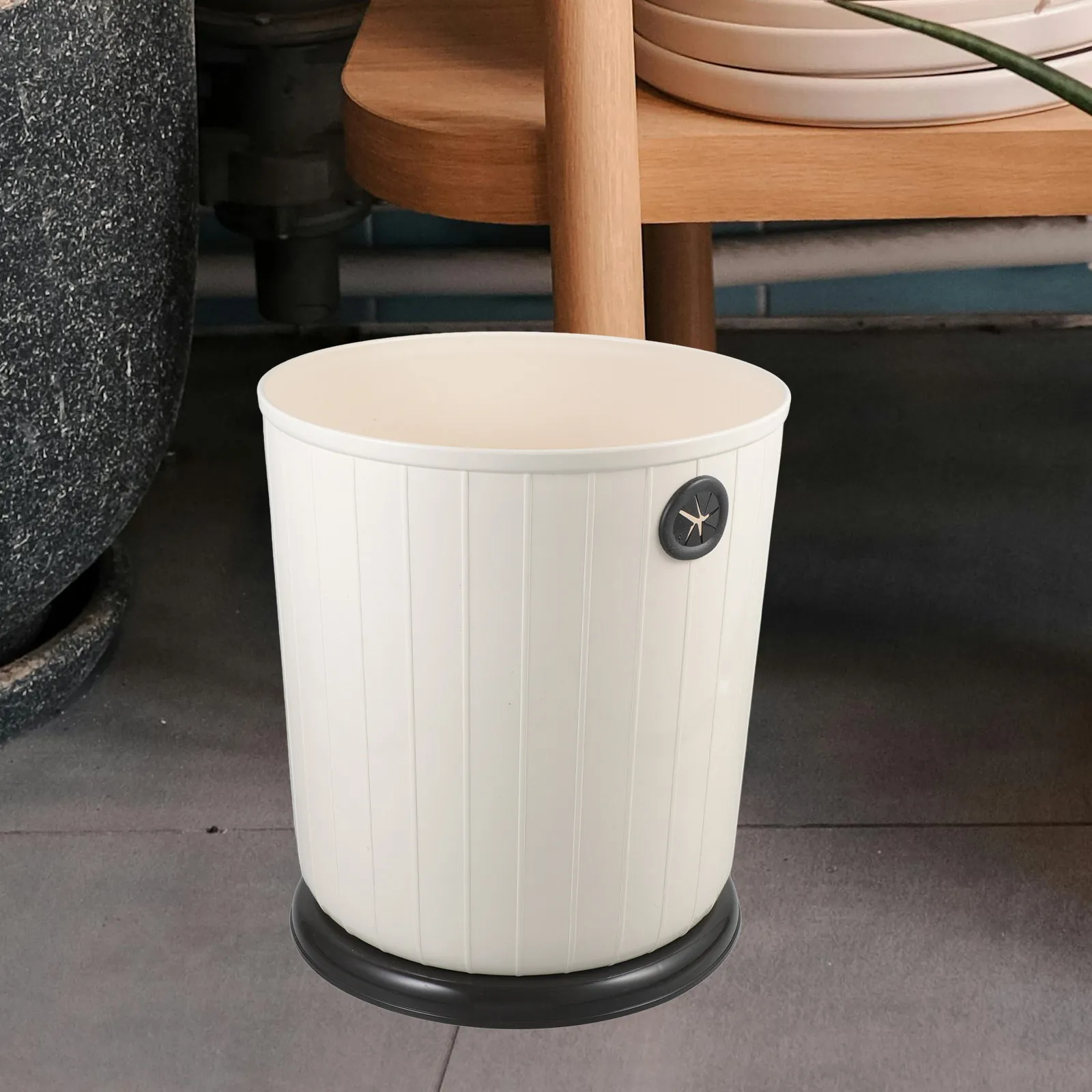 Creative Retro Trash Can Plastic Garbage Container Simple Stylish Home Office Bathroom Waste Bin Small Size Harmonious Color
