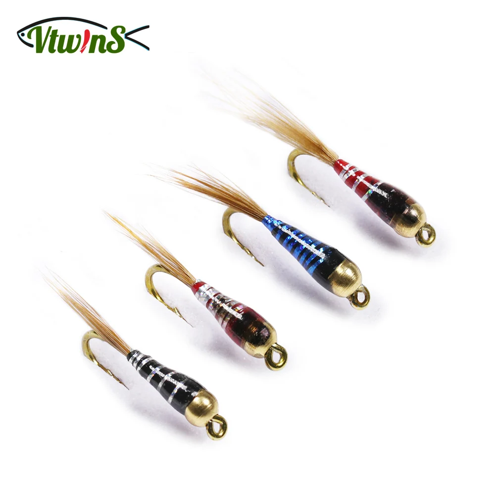 

Vtwins Epoxy Brass Bead Head Spanish Fly Perdigon Nymphs Euro Nymphing Style For Trout Fishing Fly Lure Bait For Fishing Hooks