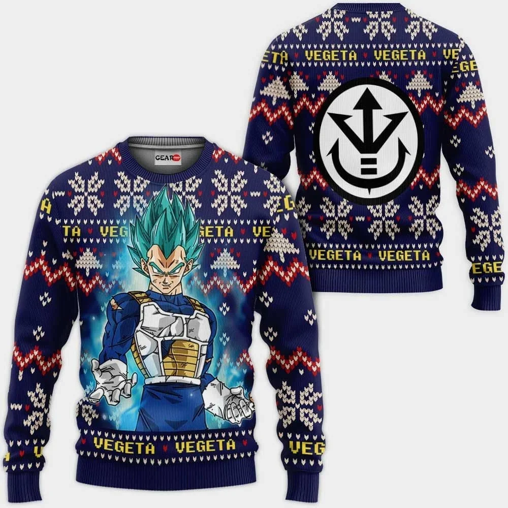 

New Bandai Anime Dragon Ball Series Christmas Ugly Cute Street Plus Size Men and Women Autumn/Winter New Round Neck Hoodie