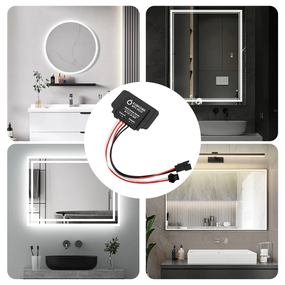 DC12V 3A 36W مفتاح كنس يدوي بارد دافئ ثنائي اللون مستشعر تعتيم لانهائي مفتاح ذكي للحمام شريط إضاءة ليد للمرآة