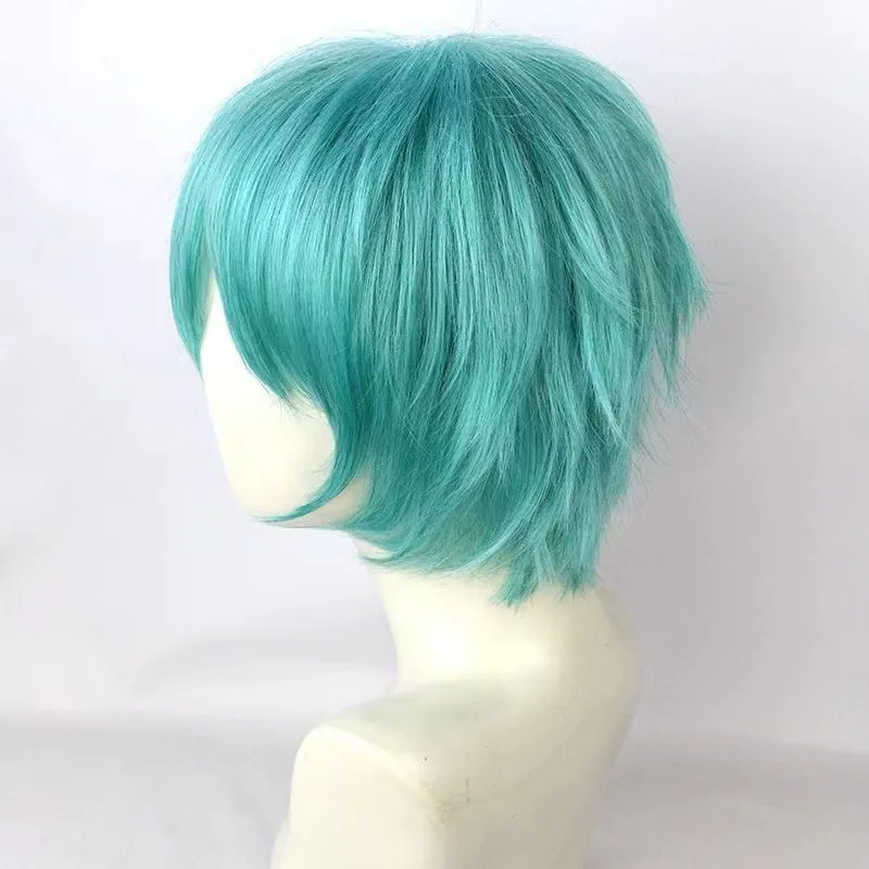 Mikuo Cosplay peluca Anime Miku pelo corto azul pelo de alambre de alta temperatura con gorro de peluca para hombres y mujeres