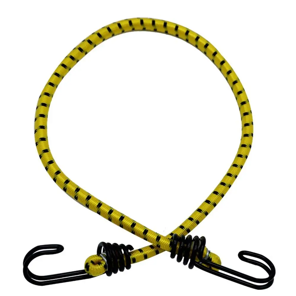 Tools 60cm Heavy duty Elasticity Metal Hook Survival Kit Luggage Belt Rope Round Binding Elastic Rope Tent rope Bungee Cord