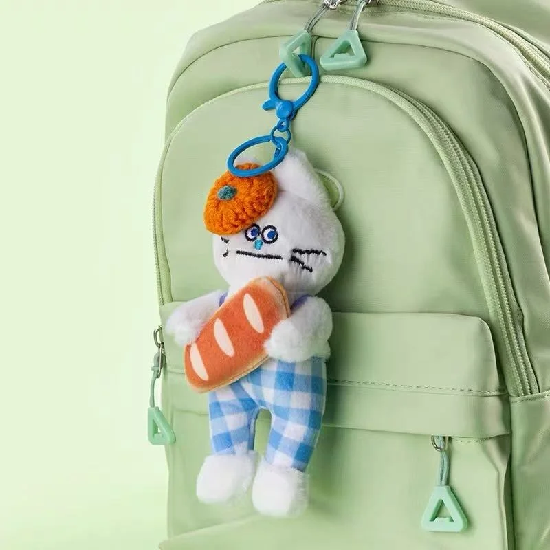 لطيف البولكا الكلب القط قلادة المفاتيح ألعاب من نسيج مخملي الكرتون مريلة القط محشوة دمية سيارة حلقة رئيسية حقيبة الظهر ديكور طفل هدية عيد ميلاد