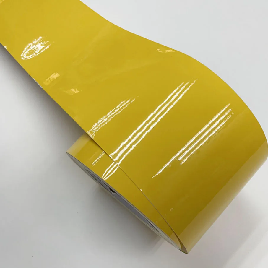 10cm Width Glossy Yellow Vinyl Car Wrap Film Roll Self Adhesive Sticker Decal For Car Motorobike Wrapping Covering Car Styling