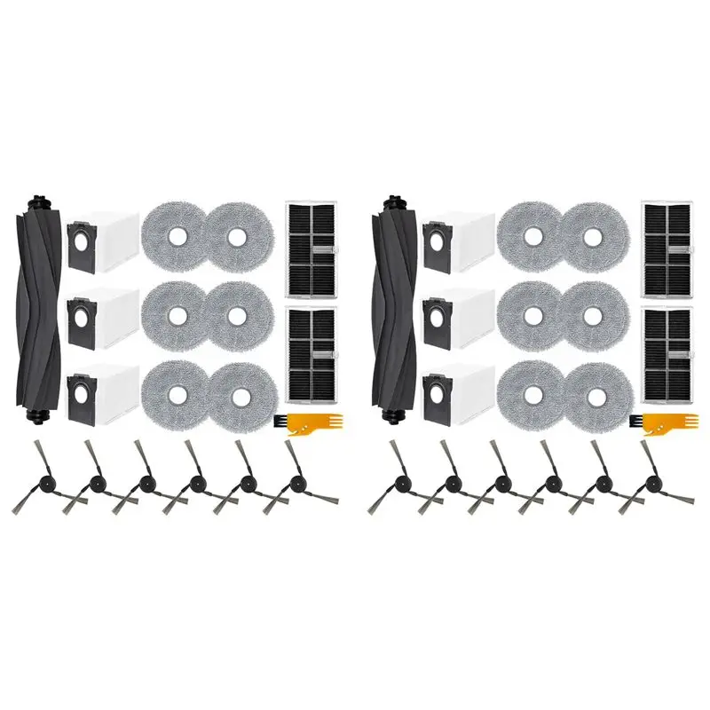 AT29-2 Set For Dreame X40 Ultra / X40 Pro / S30 Pro Ultra Main Side Brush HEPA Filters Mop Cloth Dust Bags