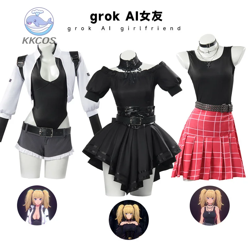 

Fantasia Grok Ani Cosplay Gothic Dress Clothing AI Girlfriend Disfraz Costume Women Fantasy Halloween Carnival Party Clothes KKC