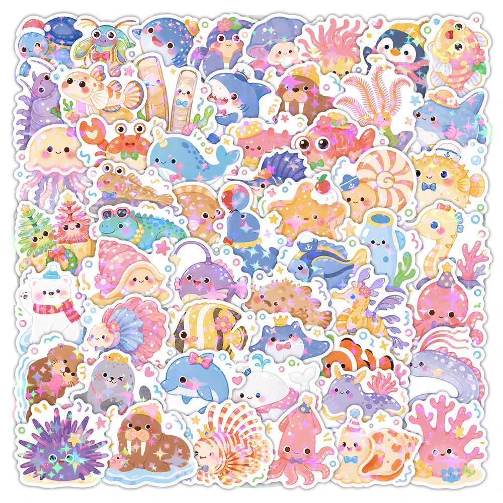 10/30/50pcs Cartoon Colorful Cute Marine Animals Stickers for Suitcase Guitar Laptop Bike Aesthetic Graffiti Sticker Fun DIY Toy