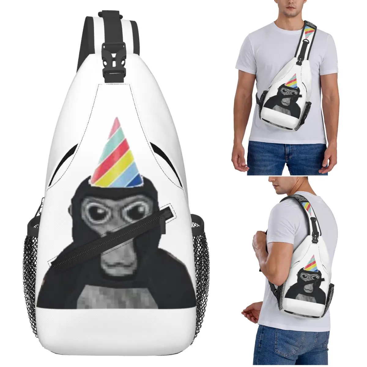 

Gorilla Tag Monkey Chest Bag Men Sling Crossbody Backpack Chest Bag Travel Hiking Daypack Shoulder Bag