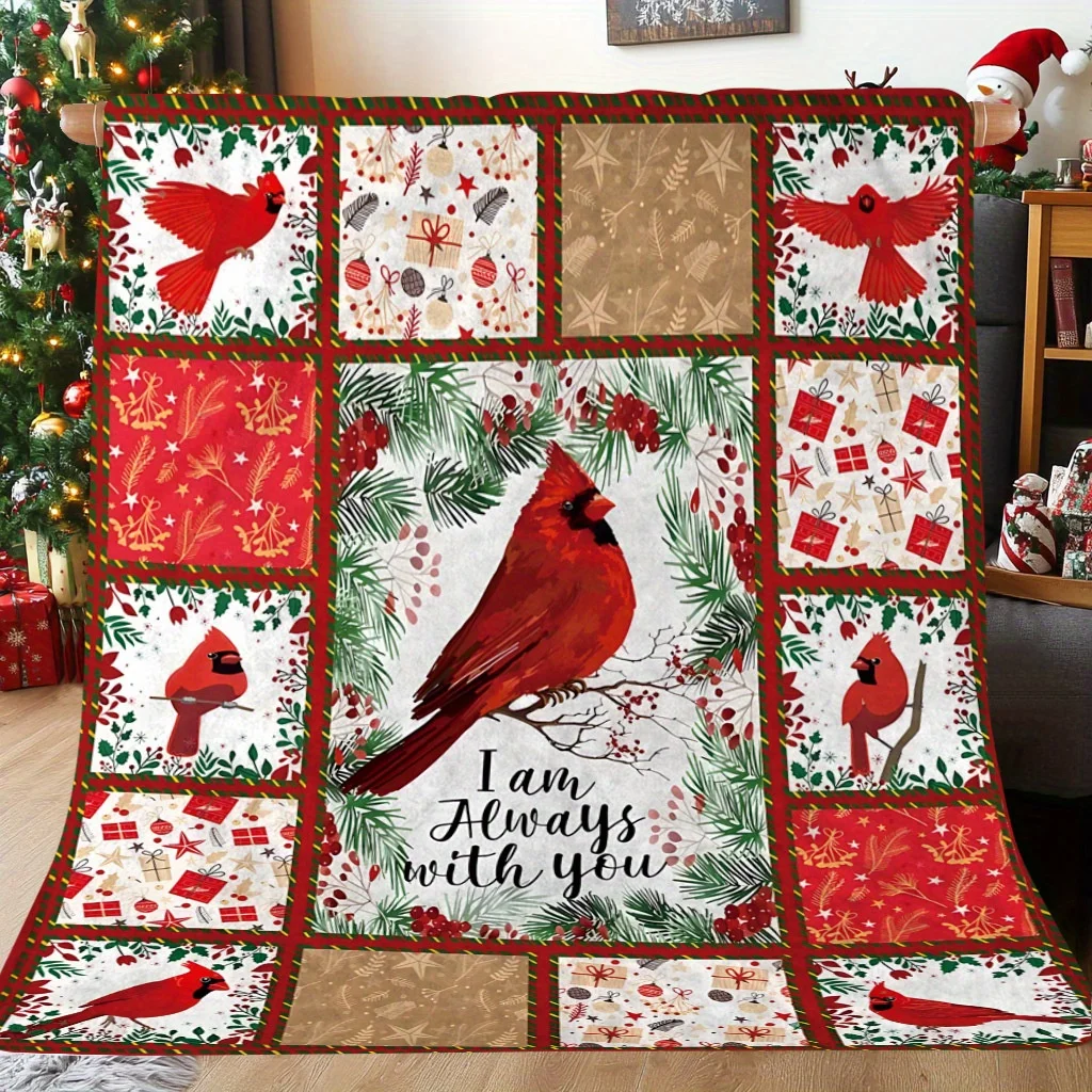 Soft Cardinals Blanket Warm Commemorative Gift for Naps Camping Travel Office Home Decor Cozy Holiday Present for All Ages