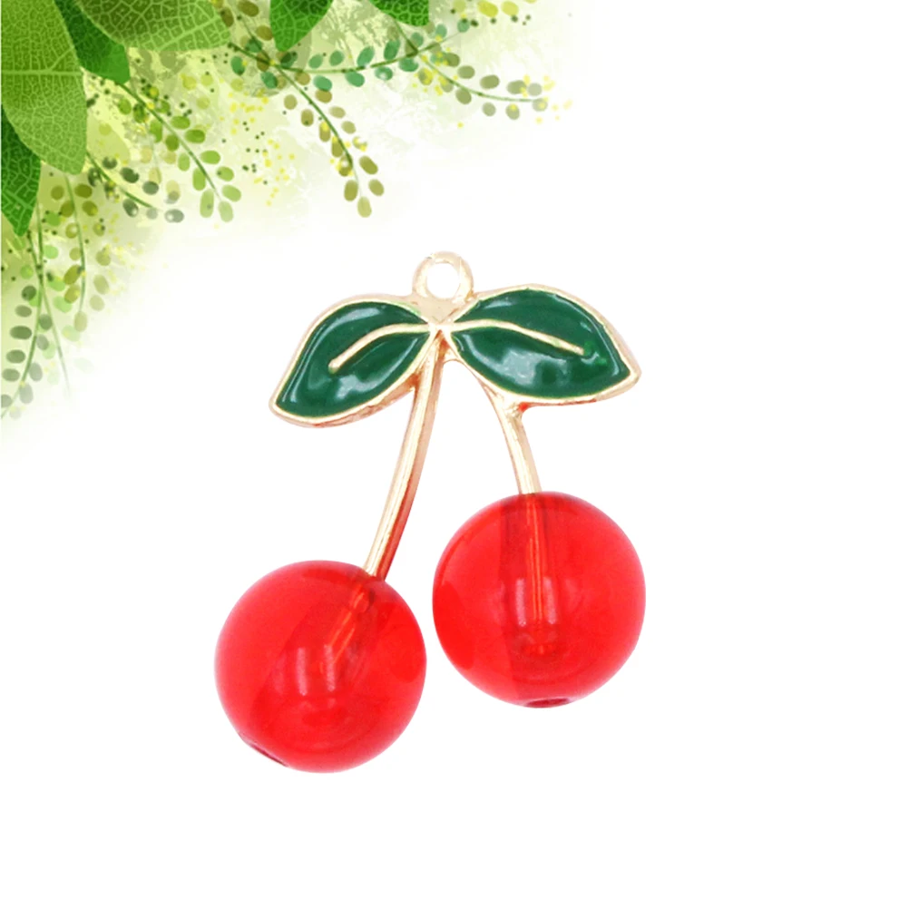 

10 Pcs Cherry Necklace Charms Bracelet Pendants Earring Drops Crafting Key Chain Jewelry Accessories Lead Free Metal Alloy DIY