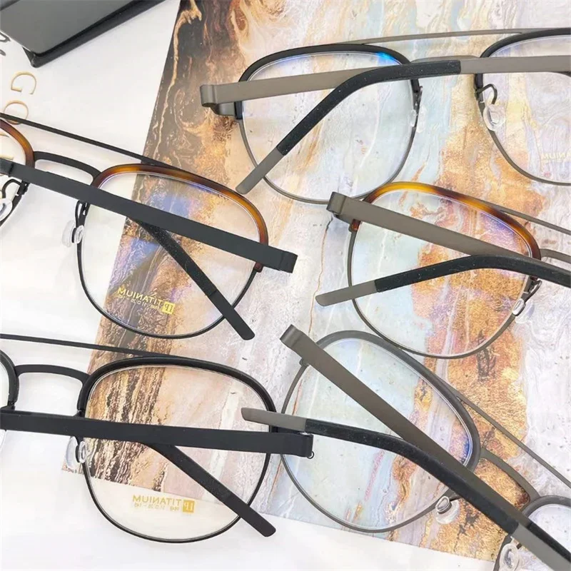 لا المسمار النظارات الإطار الرجعية البيضاوي النساء التيتانيوم البصرية الدنمارك 9848 الرجال الطيار الضوء الأزرق الصندوق الأصلي خفيفة للغاية النظارات