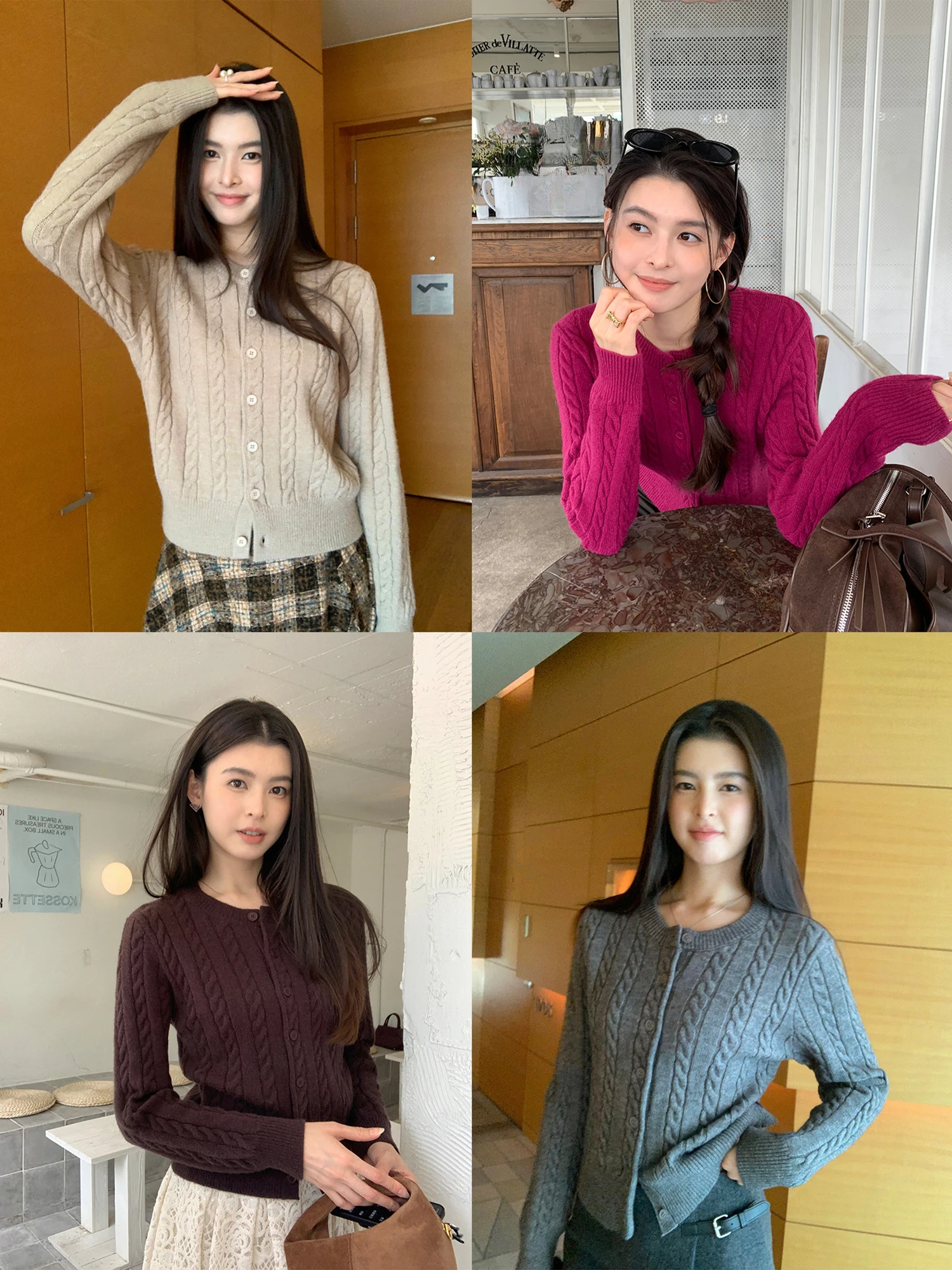 

Pusumede Twisted Stripe Sweater Coat Women's Slim Fit round Ne Long Sve Casual Sle Button up Knitted Top