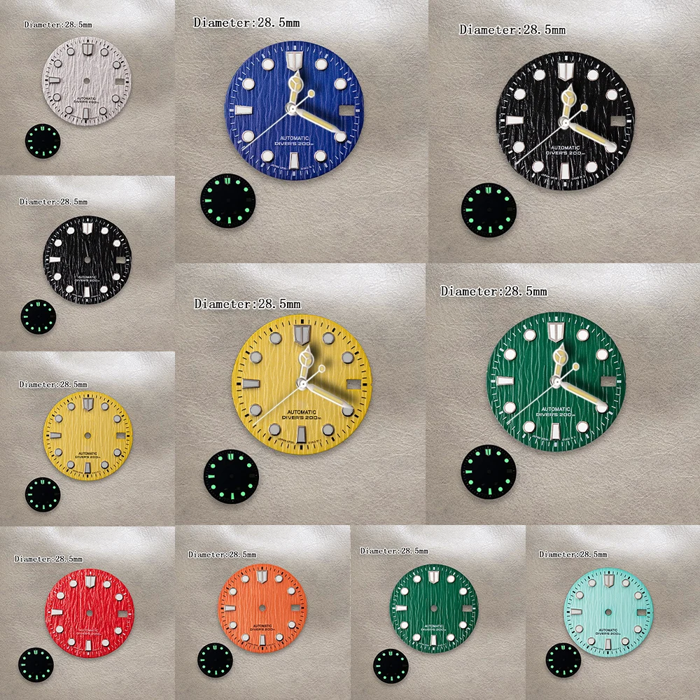 

28.5mm S Logo Diver's Dial Suitable For NH35/NH36/4R/7S Movement Green Luminous High Quality Watch Modification Accessories Tool