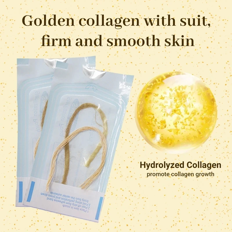 Gold Protein Line Anti-Wrinkle Firming Facial Filler No Needle Absorbable Fade Fine Lines Collagen Thread Anti-Aging Serum