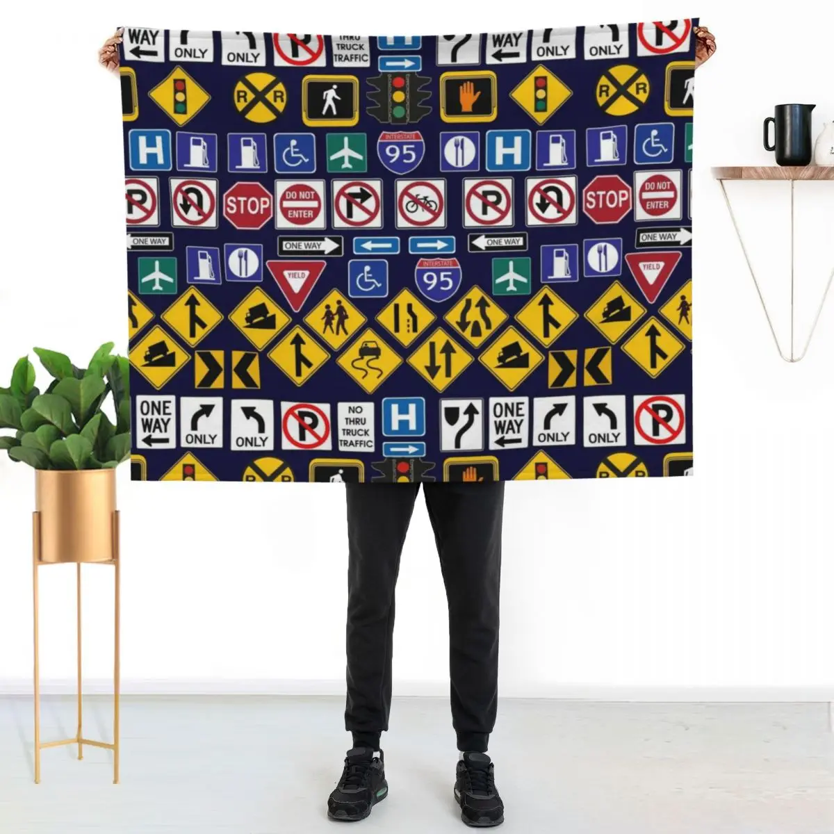 Road Signs, Regulations Signs Throw Blanket Fashion Sofas Hairys warm winter Single Comforter manga Blankets