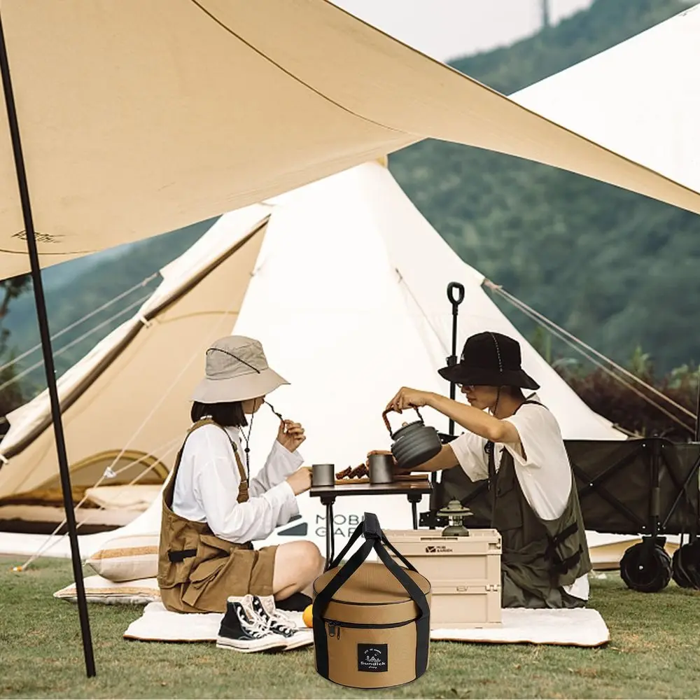 

Горячая сумка для пикника из ткани Оксфорд, 9/14 л, водонепроницаемое ведро для хранения горшков, цилиндрические наборы посуды, сумка для лагеря