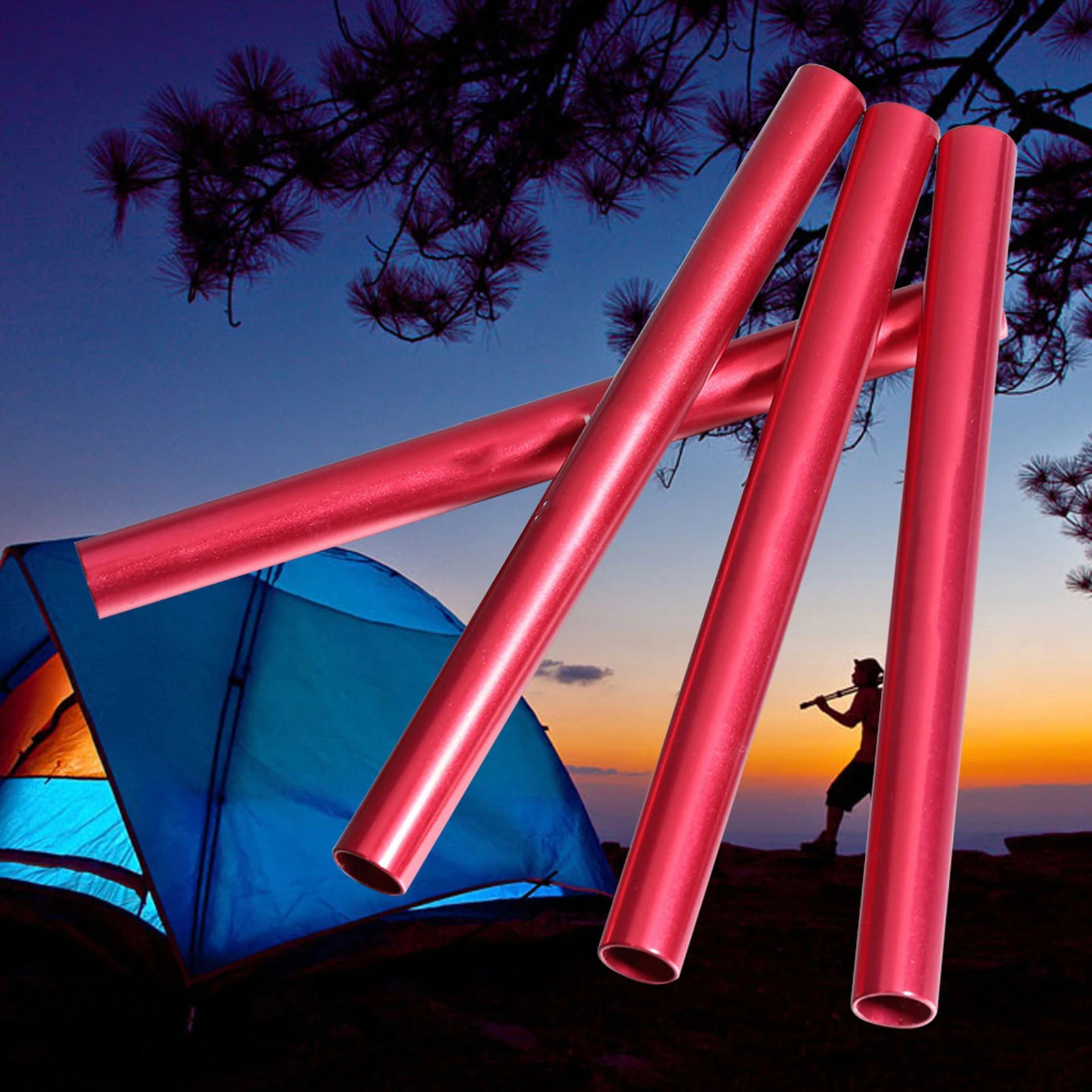 4pcs Aluminium Alloy Tent Pole Repair Tube Tool Camping Accessories For Diameter 7.9-8.5mm