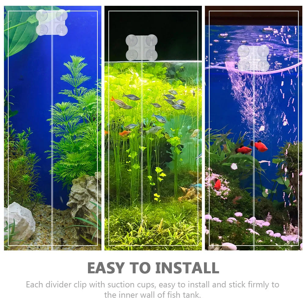 Aquarium Divider Clip Heavy Duty Acrylic Fish Tank Isolation Clip with Suction Cups for Secure Divider Plate Fixing