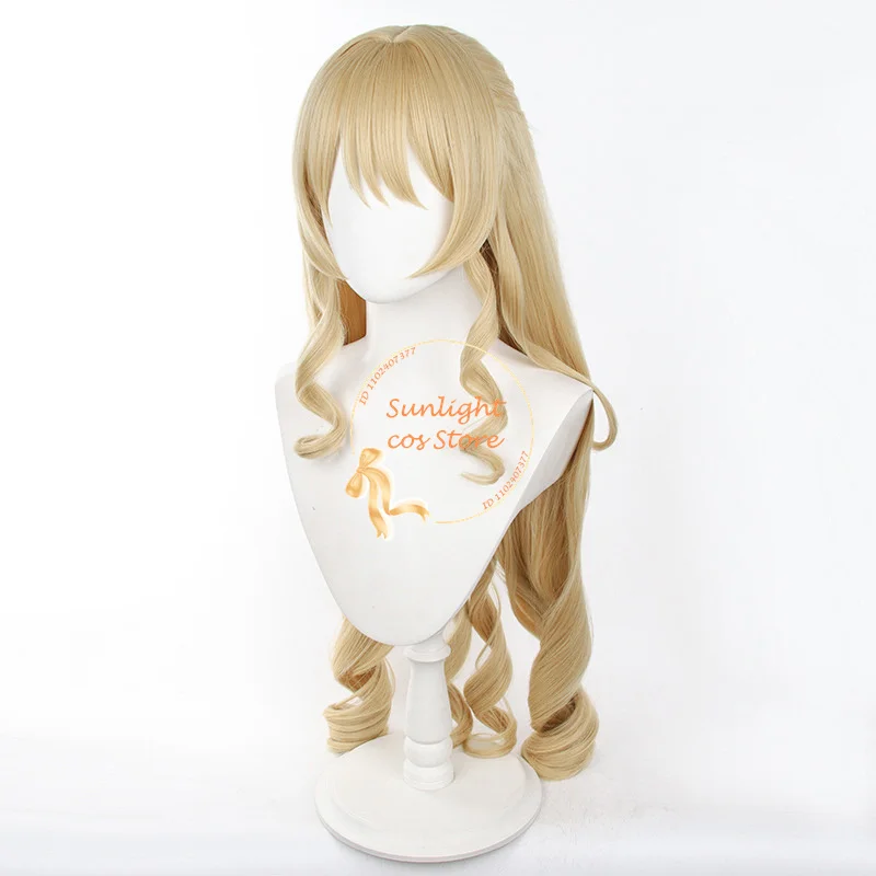 Fontaine Navia-Perruque de Cosplay en Lin, Cheveux Synthétiques, Accessoires d'Anime, Bonnet, 95cm