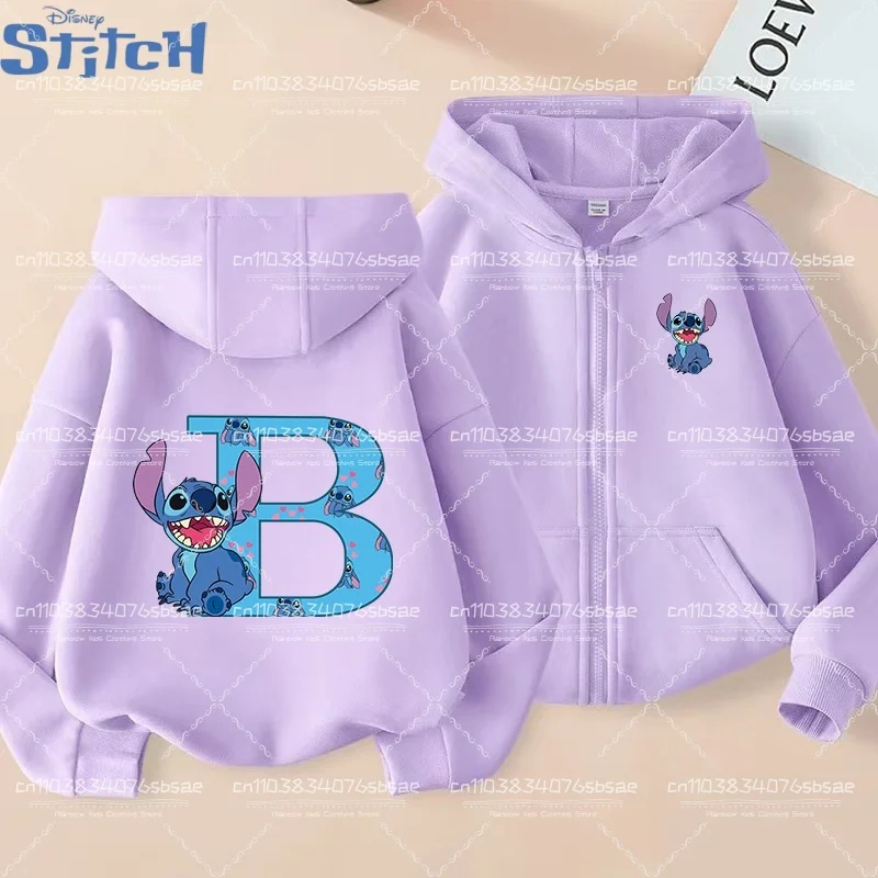 غرزة ديزني رسالة A-Z الأطفال لطيف الكرتون طباعة معطف Kawaii غرزة قلنسوة بسحاب ملابس الاطفال حفلة عيد ميلاد هدية الملابس #3