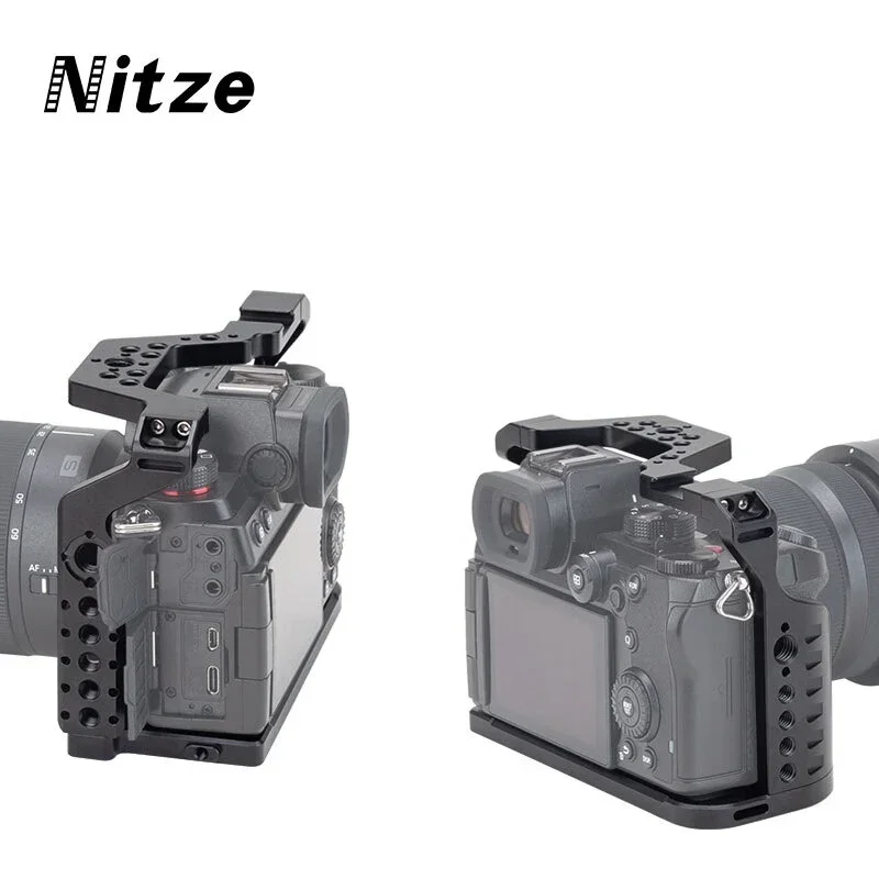 Nitze S5 II Camera Cage for Panasonic LUMIX S5 II Built-in Top and Side NATO Rails, Cold Shoe and Arca Swiss Quick Release Plat