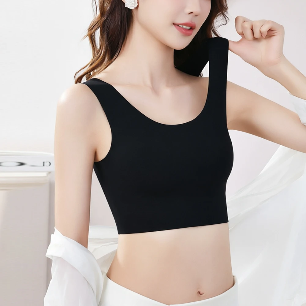 Students Sport Camisole Seamless Singlets Undershirt Crop Top Tank Female Elastic Thin Shiny Mini T Shirt Vest Women Clothes