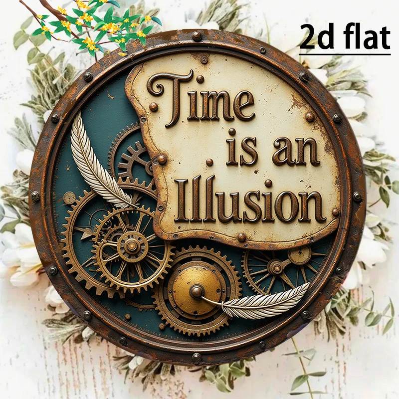 2D 1PCS 2OCM Retro Steam Punk Style Wooden Disc Furniture Hanging Wall Decor Outdoor Living Room Garage Club Bar Decor Men Gift