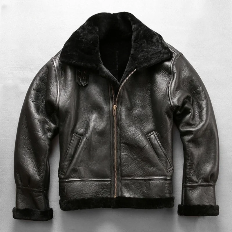 Thickened leather and fur one-piece for men