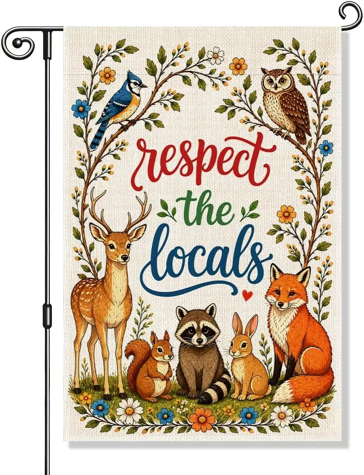 Respect the Locals Garden Flag Protect Natural Outdoor Decor | Protect the Ecology Double-Sided Garden Flag for Support Eart uui