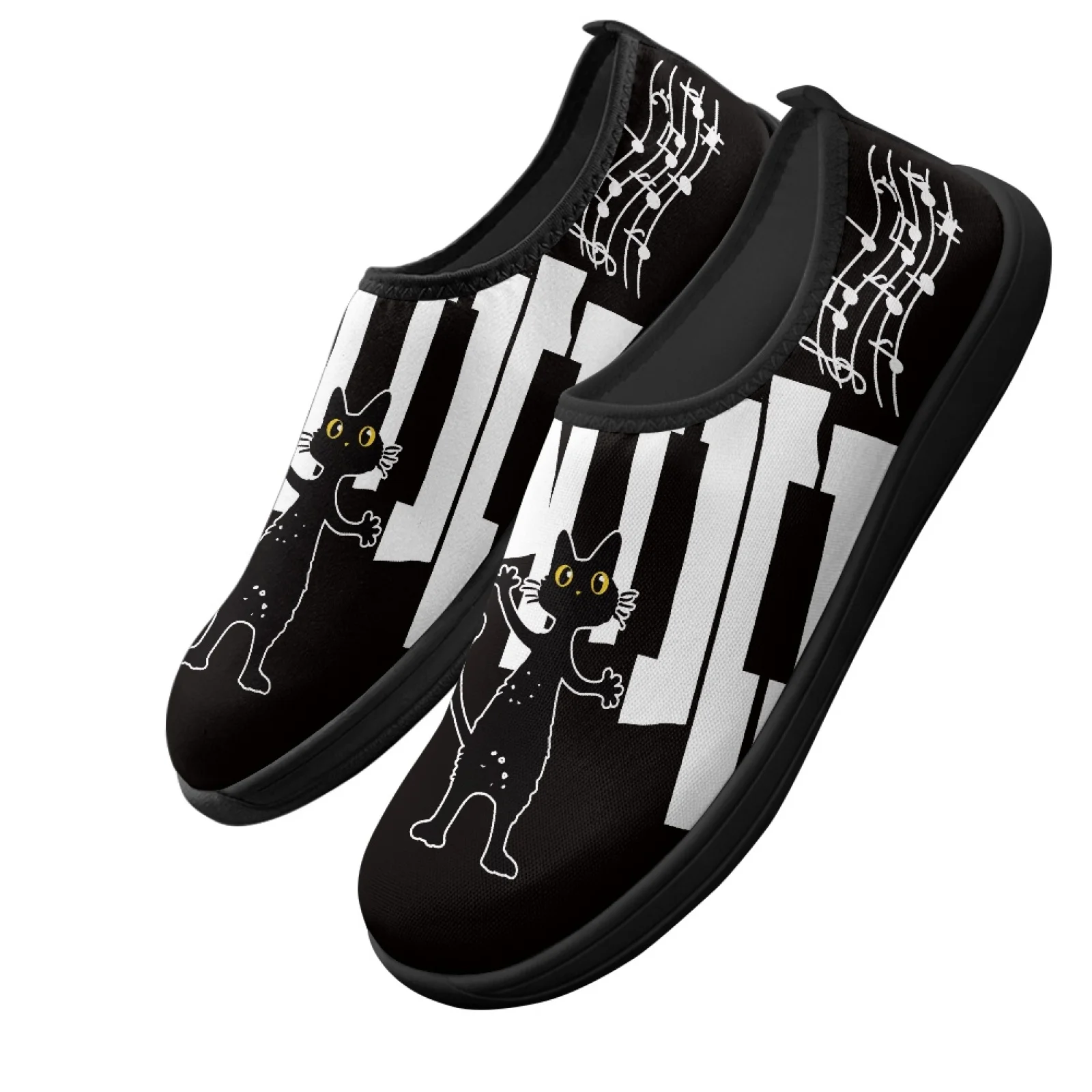 PENSTROLL Piano Cat Music Low Top Flat Shoes Polyester & EVA Workout Trainers Breathable Low Top Walking Shoes for Business