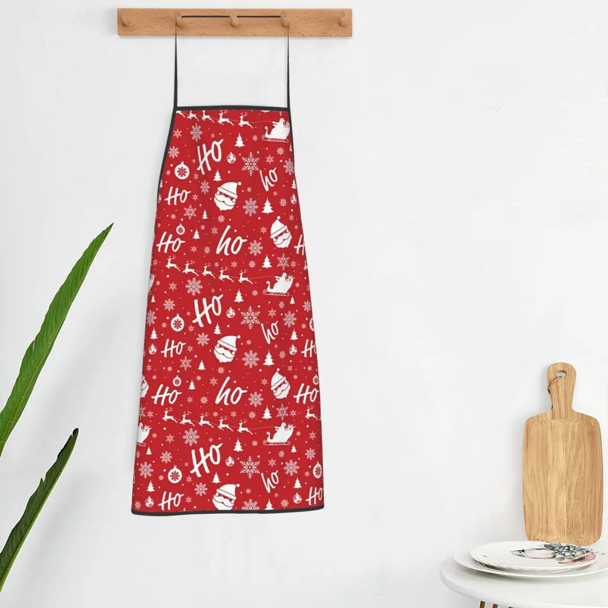 Red Festive Christmas Santa Apron Chef Cooking Tablier Waterproof Bib Kitchen Cleaning Pinafore for Women Men Painting