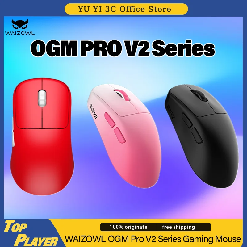 

WAIZOWL OGM Pro V2 Gaming Mouse PAW3950 8K Polling Rate 2.4g BT Three Modes Wireless 49g Lightweight 750IPS Nordic52840 Master