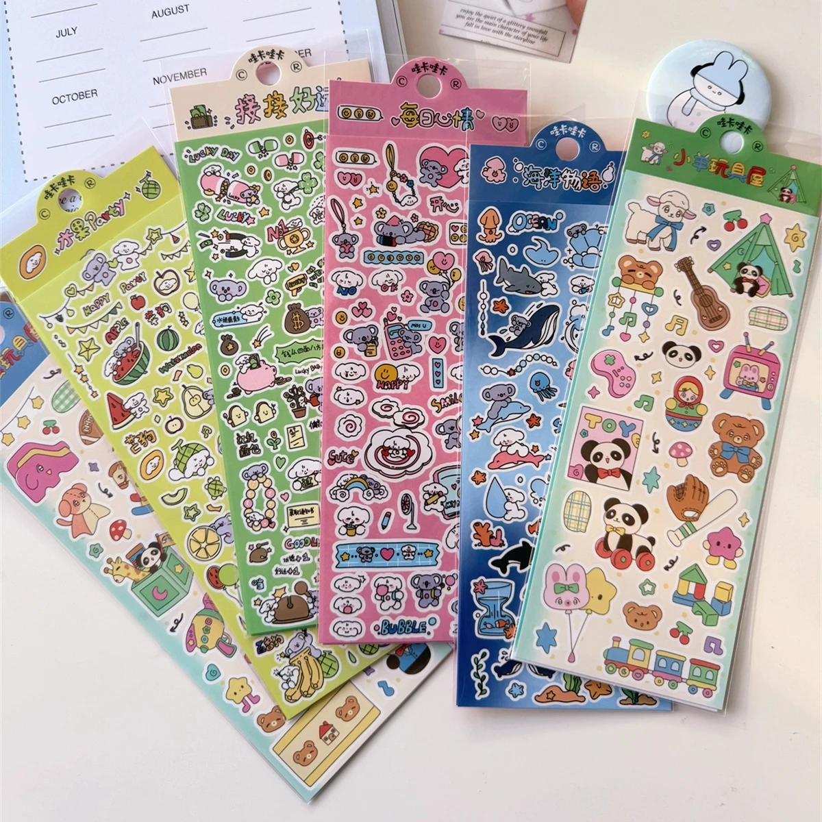 MINKYS 6pcs/lot Kawaii Decorative Stickers Christmas Animal Cartoon Stickers for Scrapbooking Stationery Kids Gift Accessories