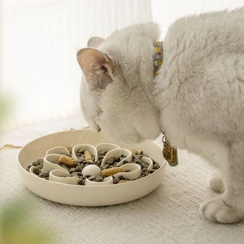 

Миска для медленного кормления кошек с защитой от опрокидывания, нескользящая миска-чаша для домашних животных, посуда для кормления кошек и собак